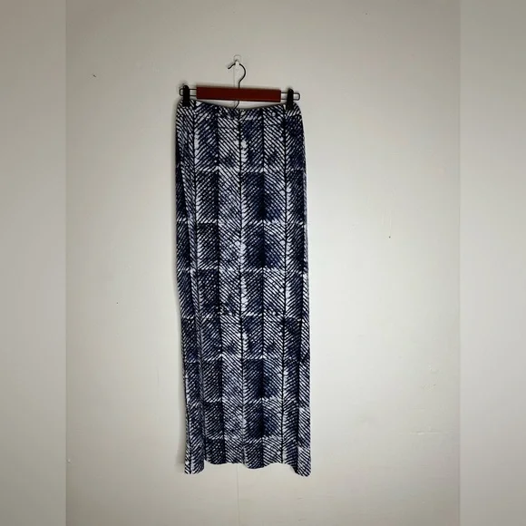 Michael Kors 1X Skirt Blue White Maxi Long Stretch Women’s Side Splits - Picture 4 of 4